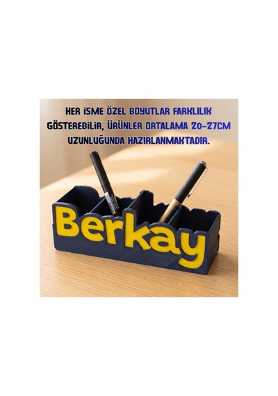 Lacivert Sarı Kişiye Özel İsimli Kalemlik 3d Baskı Diğer