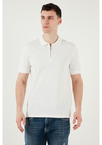 Buratti Pamuklu Regular Fit Yarım Fermuarlı Erkek Polo Yaka T Shirt 5903008 Beyaz