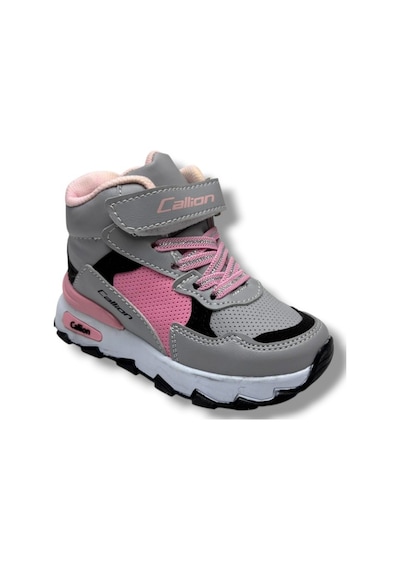 Callion 053-26 Deri Kürklü Patik Çocuk Spor Ayakkabı Buz Pembe Siyah 26-30 Füme