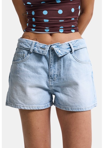 Kadın Ice 4s6-3 Mini Boy Kemer Detaylı Denim Şort Ice Rengi