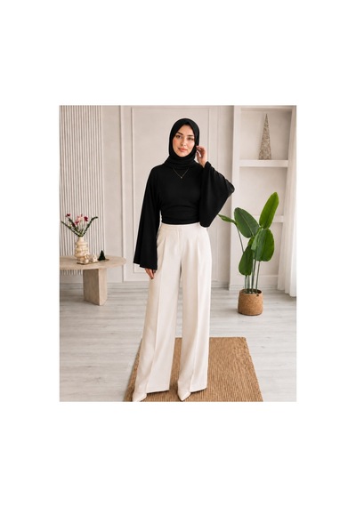 Unika Boutique Kadın Geniş Kol Belden Oturtmalı Bluz Siyah