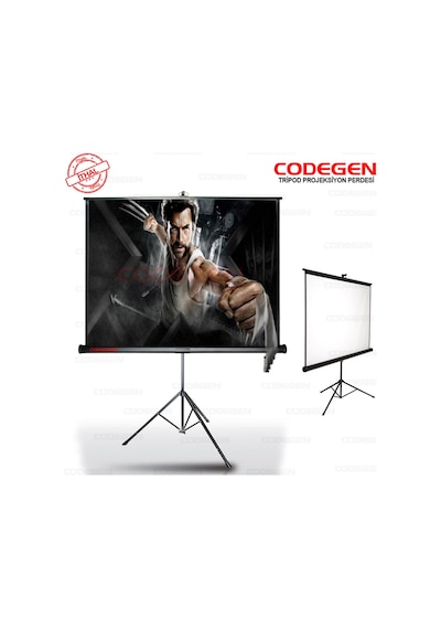 Codegen Tx-20 200x200 Cm Tripod Ayaklı Taşınabilir Manuel Projeksiyon Perdesi Arkası Siyah Fonlu - Cdgtx20