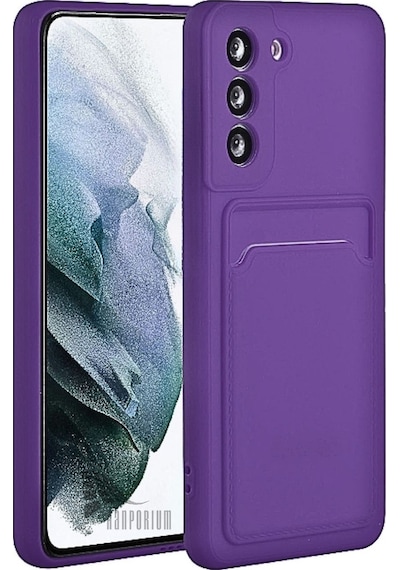 Samsung Uyumlu Galaxy A55  Kartlıklı Silikon Kılıf Kamera Korumalı Pastel Renk Esnek Kapak-mor