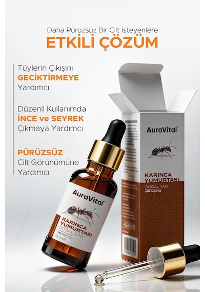Karınca Yumurtası Yağı 30 Ml %100 Doğal Tüy Azaltıcı, Epilasyon Sonrası Cilt Bakım Yağı