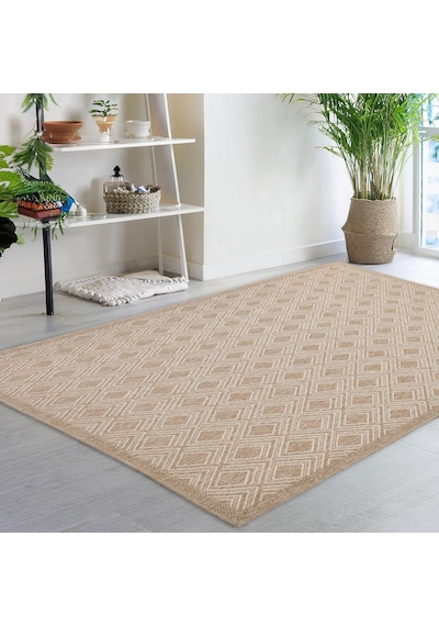 Avanos Modern Sisal Jüt Toz Vermez Balkon Bahçe Mutfak Dokuma Halı Kilim Bej