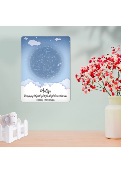 Decorita Decorıta | Yeni Doğan Hediyelik Gökyüzü Haritası - Cam Tablo
