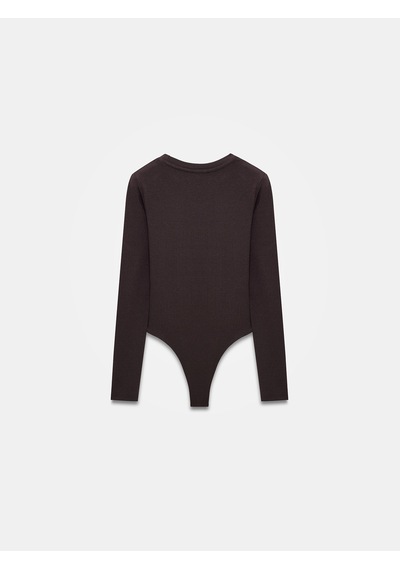 Dilvin 32695 Uzun Kollu Bodysuit-koyu Kahve Koyu Kahve