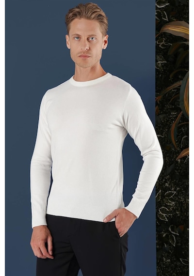 Efor Tr 858 Slim Fit Ekru Klasik Triko Ekru