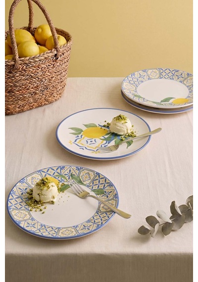 Limon Bliss Ege Pasta Tabağı 4'lü Pasta & Sunum Tabağı 20 Cm Çok Renkli