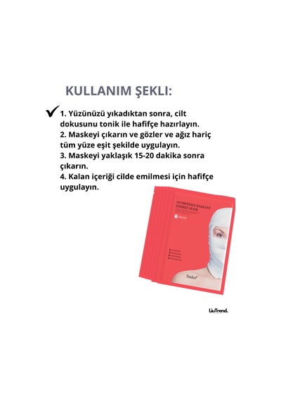 Sudee Nutritious Radiant Energy Mask 30 Ml 5 Ad Yüz İyileşmesi Ve Hızlanması İçin Kumaş Maske