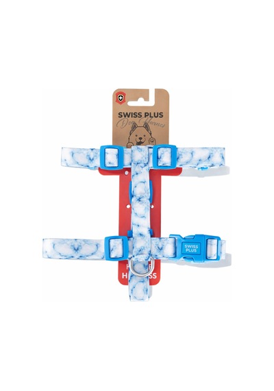 Swissplus Urban Paws Blue Batic Geri Dönüştürülmüş H-tipi Köpek Göğüs Tasması Pembe - Pudra