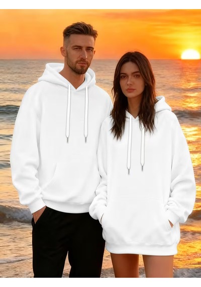 Nevermind Merry Christmas Sevgili Kombini Hoodie Unisex Oversize Kapüşonl Beyaz