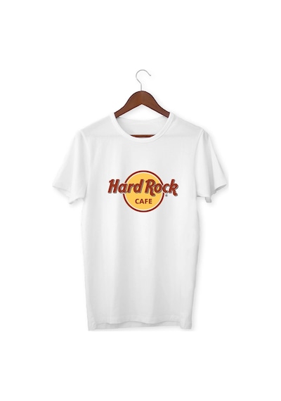 Startmore Unisex Beyaz Hardrock Baskılı T-shirt Beyaz