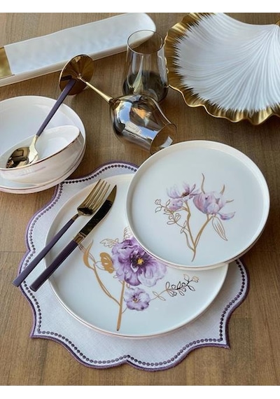 Yemek Takımı Modern Violet 24 Parça 6 Kişilik Renkli
