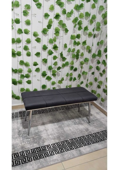 Özcan Metal Metal Ayaklı Krom Gri Bench Mutfak Salon Antre Yatak Odası Puf Bank Füme