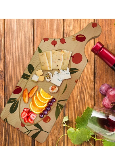 Bk Gift Meyve Tasarımlı Dikdörtgen Şeklinde Doğal Ahşap Servis Ve Sunum Tabağı Model 1