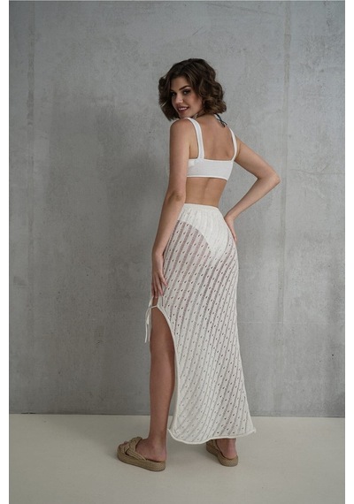 Mai Collection Mai Studios Co. Yolanda İp Detay Ekru Triko Etek Bej