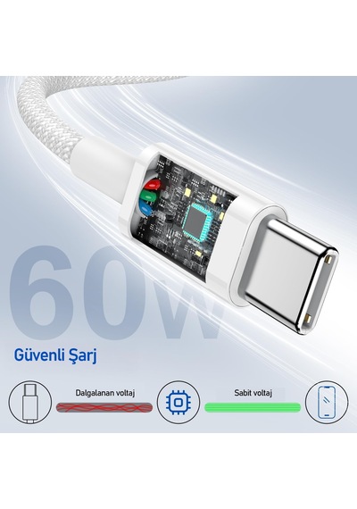 Buff Bl74 Örgülü 60w 1.2m Data Ve Şarj Kablosu, Bükülmeye Dayanıklı, Hızlı Şarj, Type-c To Type-c