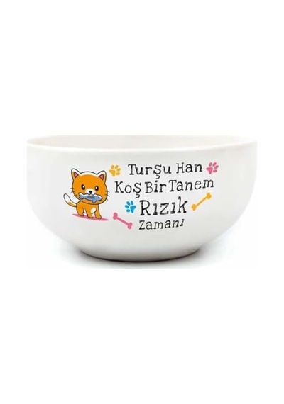Turşu Han Koş Bir Tanem Rızık Zamanı Krem Seramik Kase - Hediye Seramik Kase