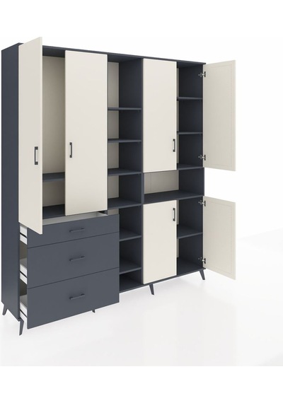 Hyperion Dolap 13 Raflı 3 Çekmeceli 6 Kapaklı 220x44x243 Antrasit-aytaşı/antrasit Aytası/antrasıt Hyperion Dolap 13 Raflı 3 Çekmeceli 6 Kapaklı 220x44x243 Antrasit-aytaşı/antrasit Aytası/antrasıt