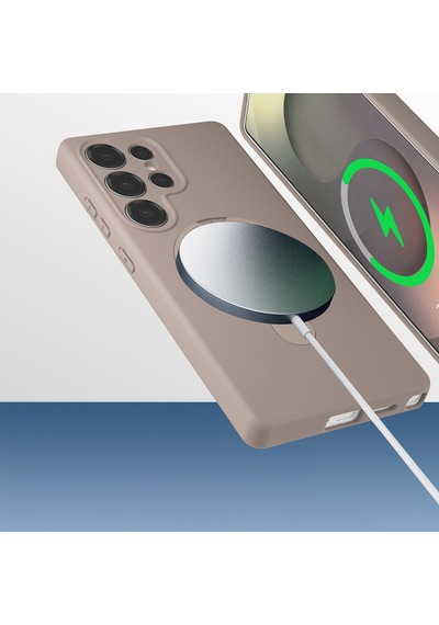 Techaks Galaxy Uyumlu S25 Ultra Kılıf M-safe Şarj Özellikli Standlı Tchs Samara Kapak - Desert Gold Altın