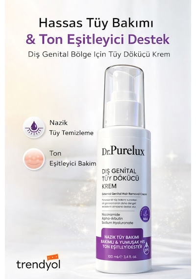 Dış Genital Bölge İçin Hassas Tüy Dökücü Krem Pürüzsüz His Ve Ton Eşitleyici 100 Ml