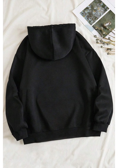 Uyguntarz Mood Baskılı Unisex Oversize Sweatshirt siyah