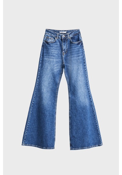 Itsbasic Kadın Koyu Mavi Renk 2w5-5 Mry Flare Fit Komfort Kumaş İç Boy 83cm Denim Jean
