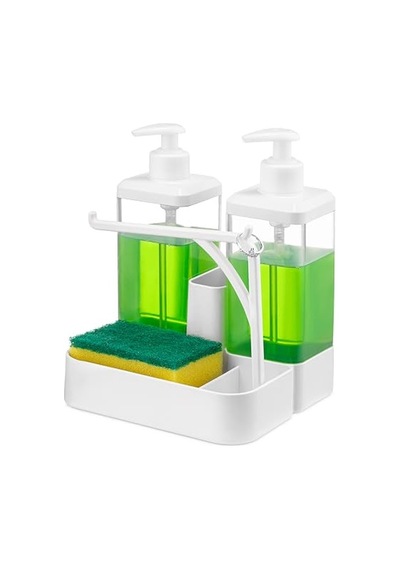 Sıvı Sabunluk Ve Seti - Yüzük Bez Askılı Sünger Hazneli 2x350 Ml 2li Sıvı Sabunluk Diğer