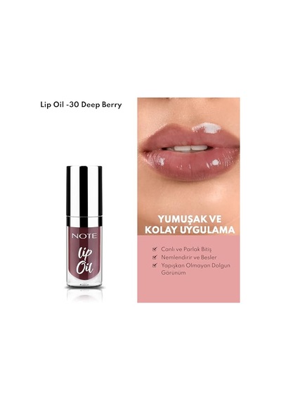 Note Cosmetics Lip Oil 30 Deep Berry Nemlendirici Ve Parlatıcı Dudak Bakım Yag I, Mor