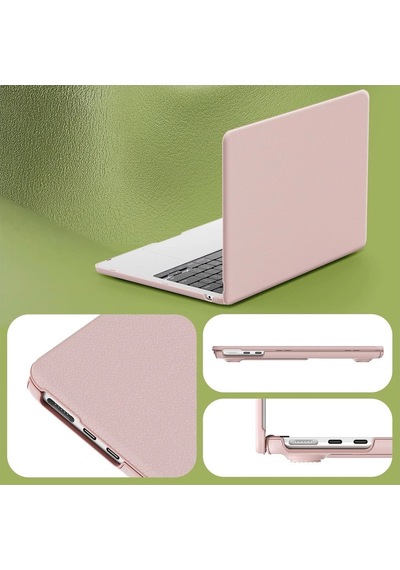 Apple Macbook Uyumlu  Pro 14 2021 Macbook Uyumlu  Deri Kapak - Pembe Çok Renkli
