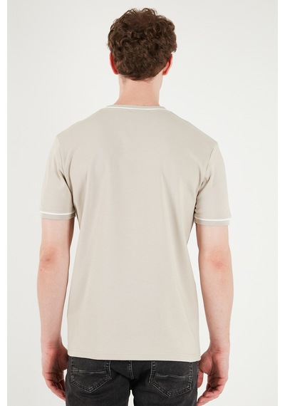 Buratti Pamuklu Bisiklet Yaka Kontrast Şeritli T Shirt Erkek T Shirt 5904034 Taş
