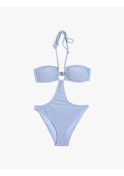 Koton Mayokini Halter Yaka Parlak Arkası Kopçalı Astarlı Lila 4sak20139mm Lila