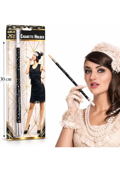 Mey İthalat 30 Cm Siyah Payetli Sigara Tutacağı 1920 Ler Gatsby Parti Aksesuarı