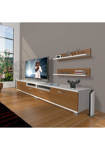 Decoraktiv Eko 220r Mdf Tv Ünitesi Tv Sehpası Beyaz - Ceviz