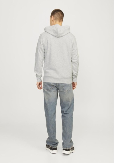 Jack & Jones Erkek Kapüsonlu Gögüs Logo Baskili Sweatshirt - Alvis 12256848 White Melange Gri Jack & Jones Erkek Kapüsonlu Gögüs Logo Baskili Sweatshirt - Alvis 12256848 White Melange Gri