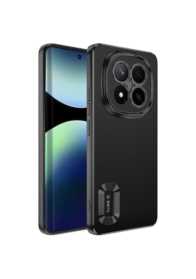 Xiaomi Redmi Note 14 Pro Plus Kılıf Kamera Korumalı Logo Gösteren Zore Omega Kapak Siyah