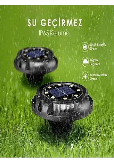 Mobgift 4'lü Solar Panelli Kazıklı Zemin Solar Ledi 8+4 Led Beyaz