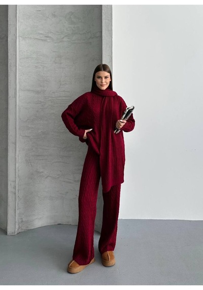 Asur Boutique Asur Butik Kadın Atkılı Triko Standart Beden Takım 38-42 Bordo Asur Boutique Asur Butik Kadın Atkılı Triko Standart Beden Takım 38-42 Bordo