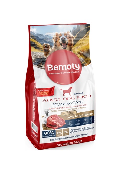 Bemoty Kuzu ve Pirinçli Yetişkin Köpek Maması 15 KG