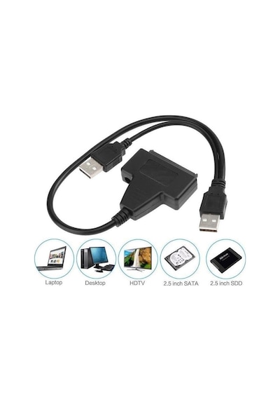 Usb 2.0 2.5 3.5 İnç Sata Ssd Hdd Hard Disk Dc Güç Çevirici Dönüştürücü Adaptör Kablosu Ve Uyumlu Adaptör