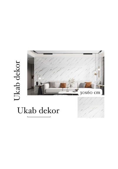 Ukab Dekor Kendinden Yapışkanlı Esnek Köpük Beyaz Pvc Mermer Panel 60x30 Cm Banyo Wc Mutfak Beyaz 30 X 60 Çok Renkli