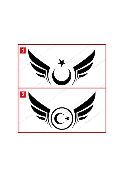 Kanatlı Ay Yıldız Türk Bayrağı Sticker Kanat Sticker Ay Yıldız