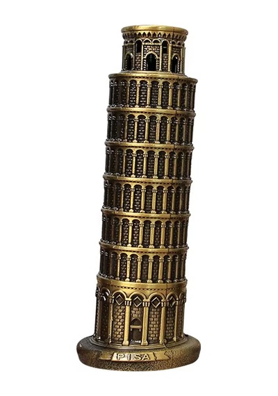 Vintage Metal Pısa Kulesi Temalı 20 Cm Biblo Metal Kule Dekor Obje Konsept Hediyelik