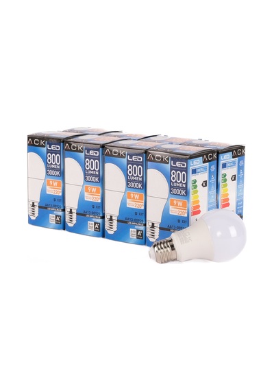 Ack 9w Led Ampul 3000k Günışığı E27 8'li Eko Paket