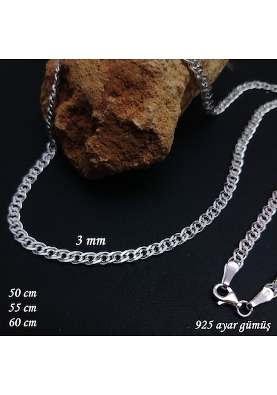 Bir Gümüş Aşkı 925 Ayar Gümüş Nonna Model Zincir Kolye 3 Mm