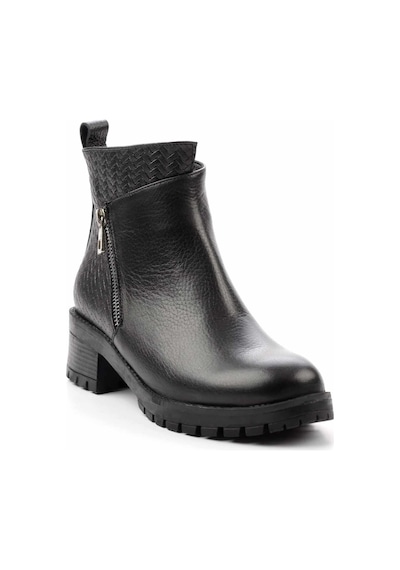 Siyah Siyah Hakiki Deri Kadın Bot & Bootie K02531230203 Siyah