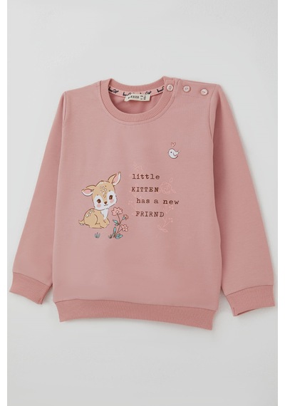 Breeze Kız Çocuk Sweatshirt Dostluk Temalı Sevimli Hayvancıklar Baskılı 1.5-5 Yaş , Gülkurusu Breeze Kız Çocuk Sweatshirt Dostluk Temalı Sevimli Hayvancıklar Baskılı 1.5-5 Yaş , Gülkurusu