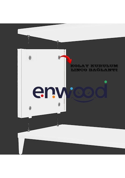 Enwood Capella Beyaz Mdf 4 Kapaklı Raflı 160 Lık Konsol