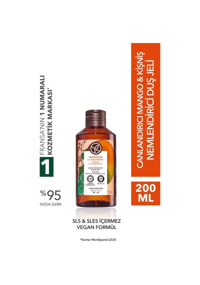 Yves Rocher Duş Jeli - Nemlendirici Canlandırıcı Mango Kişniş-sls,sles İçermez,vegan-200ml Diğer